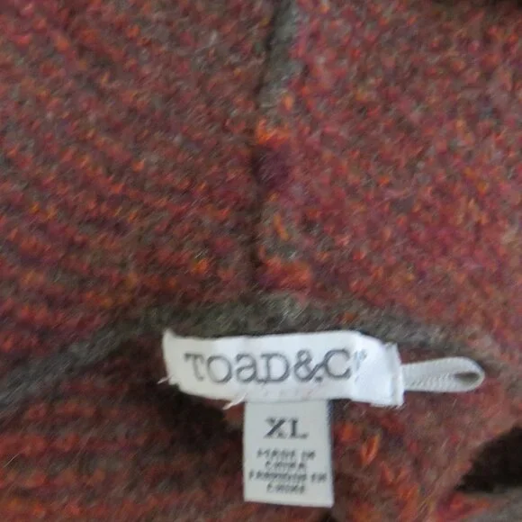Toad & Co size XL Merino Diamond Hoodie Open Cardigan Lambswool Boho Western - Picture 2 of 6